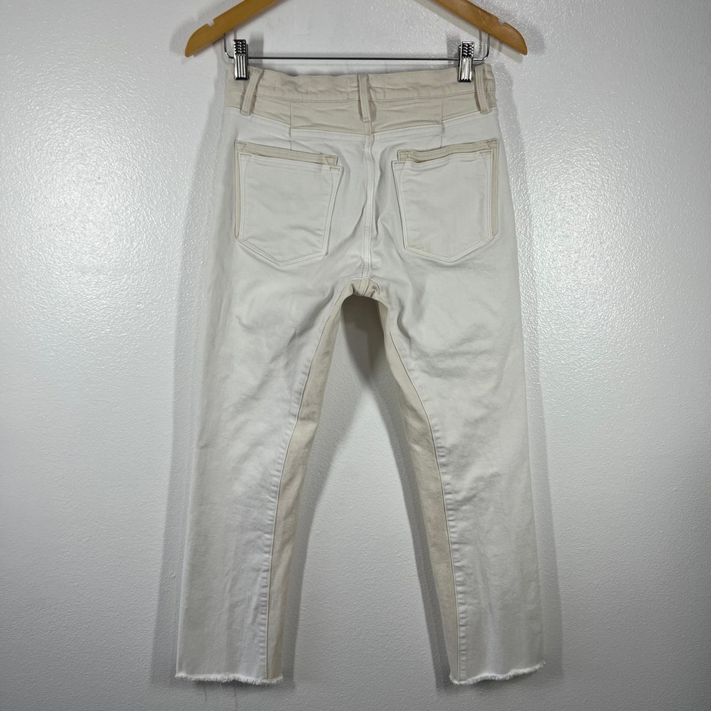 FRAME Le High Straight Crop Jeans Blanc Multi Colorblock Denim Womens‎ 27 Casual - Picture 3 of 12